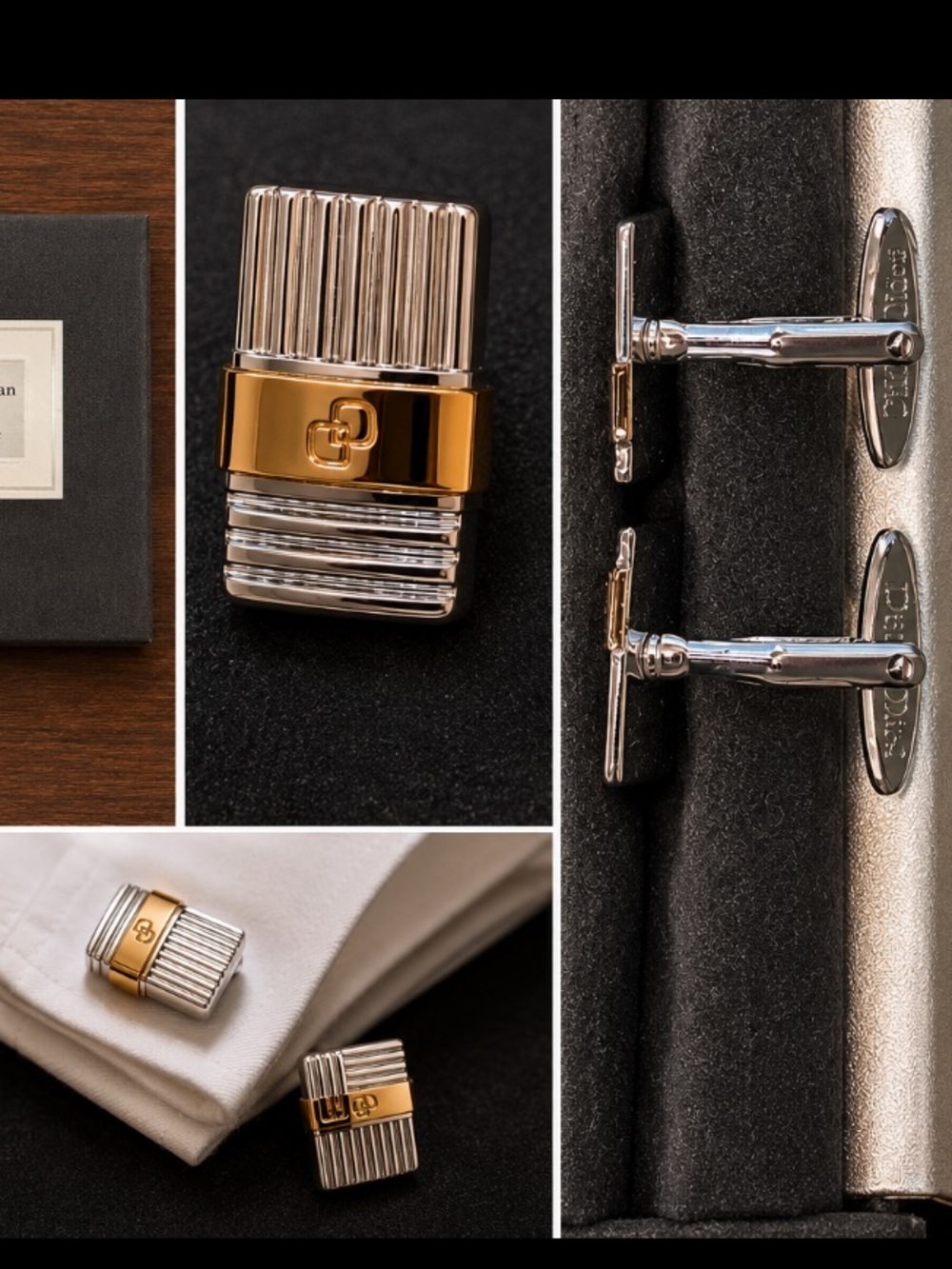 Christian Dior $600 CD Gold&Silver Cufflinks like new in case - Picture 7 of 12